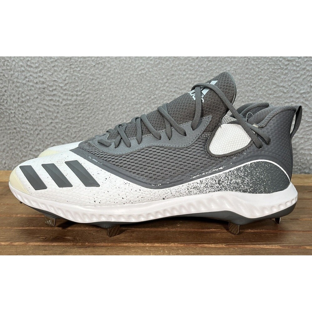 Adidas Baseball Cleats Mens 15 Gray White Icon V Bounce Shoes Sports NEW